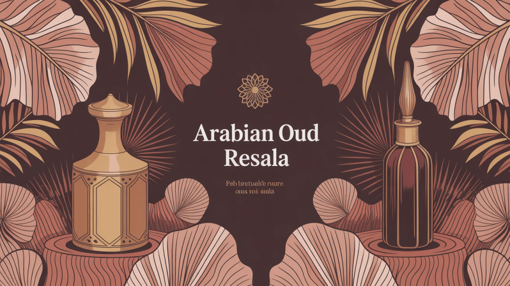 visuel oriental luxueux avec flacon arabian oud resala ambiance parfum