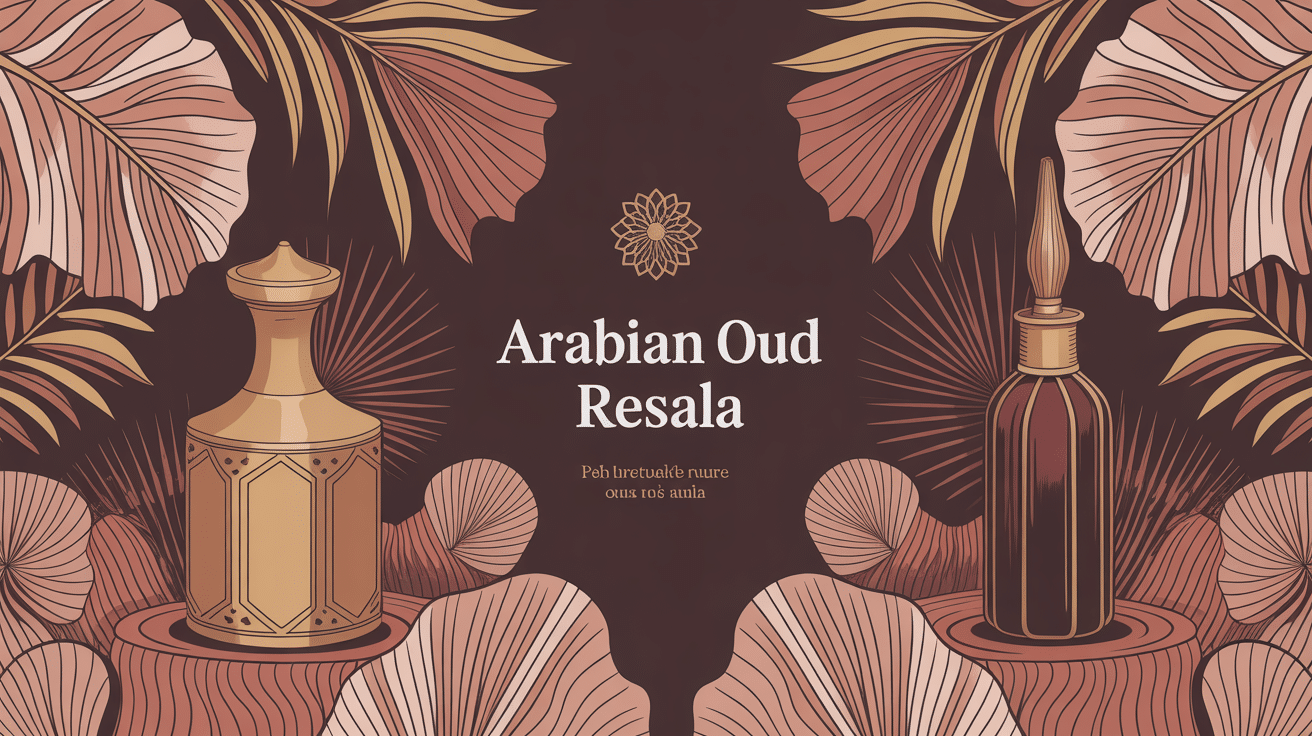 visuel oriental luxueux avec flacon arabian oud resala ambiance parfum