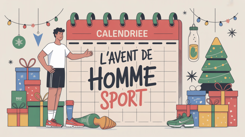 calendrier de l avent homme sport avec accessoires et ambiance Noël