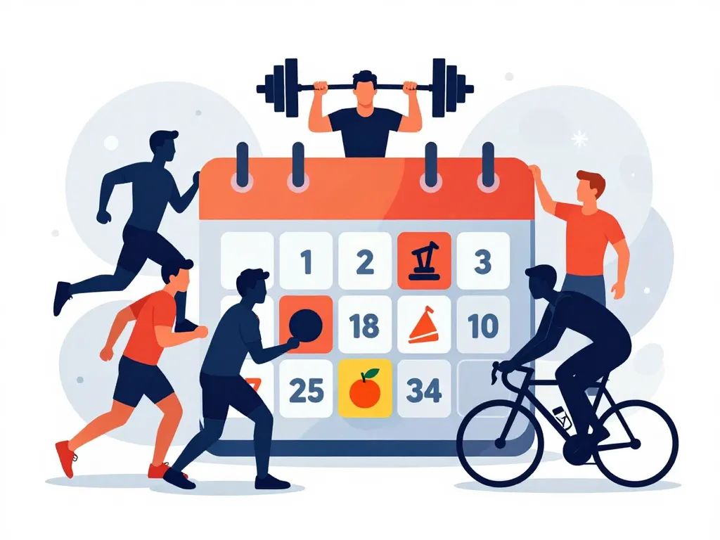 calendrier de l avent homme sportif différents sports devant calendrier