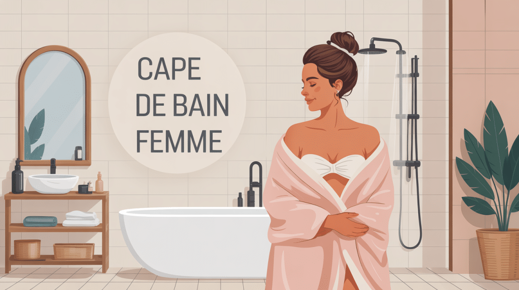 cape de bain pour femme enveloppante dans salle de bain zen