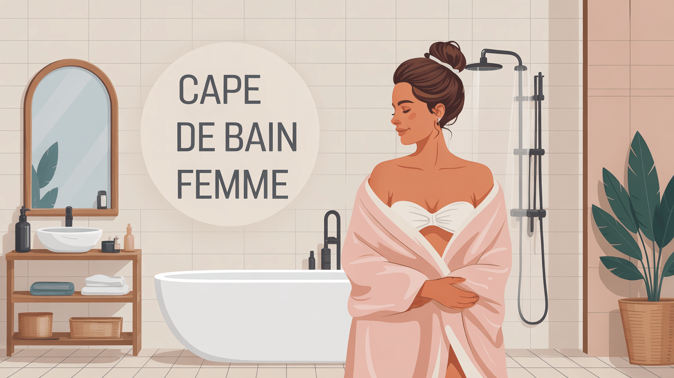 cape de bain pour femme enveloppante dans salle de bain zen