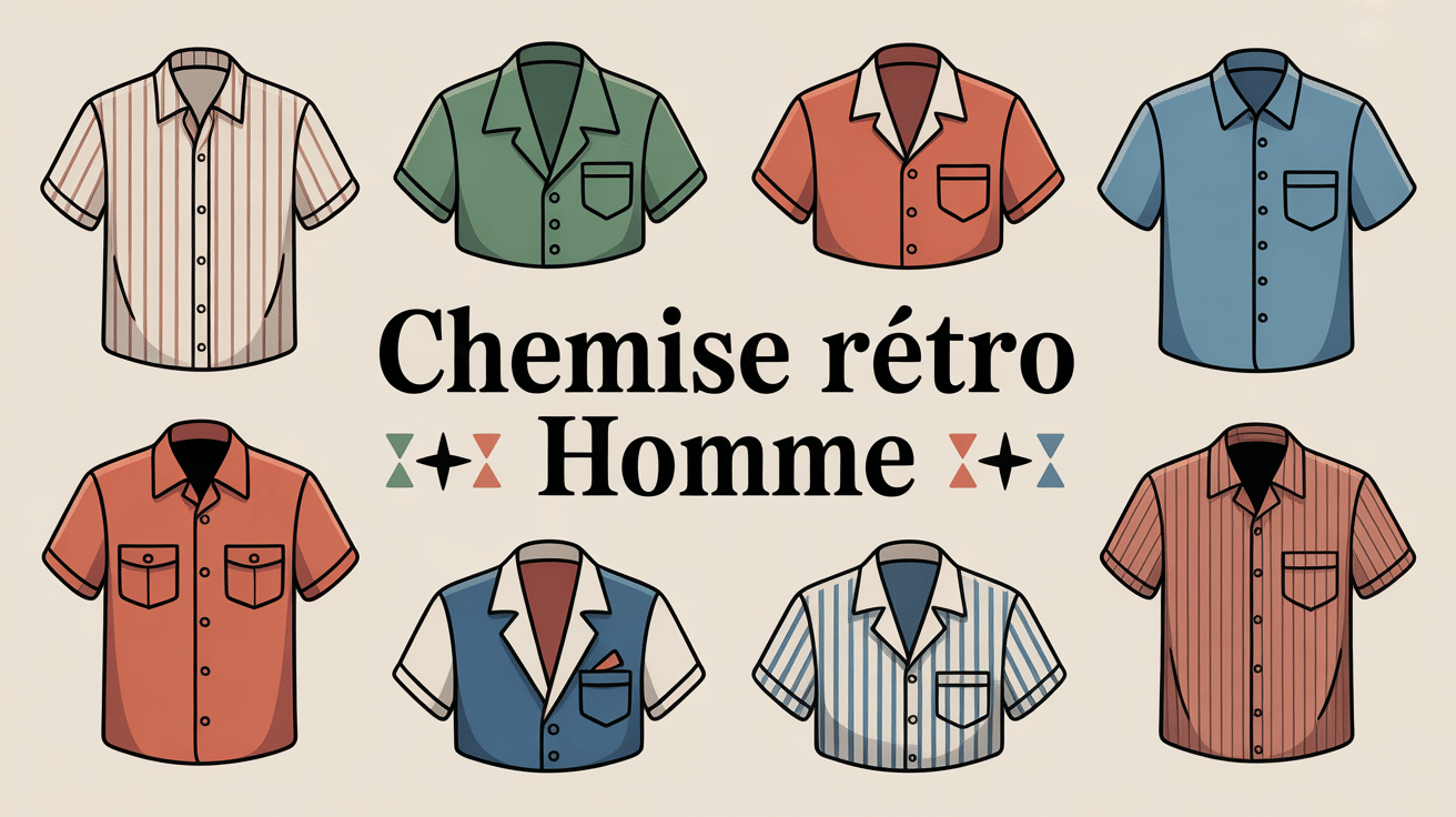 Illustration chemise retro homme vintage années 50 à 90