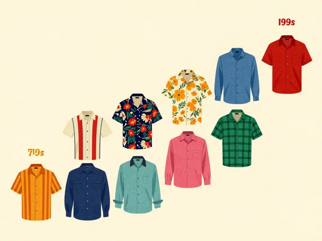 Motifs chemise retro homme différentes décennies