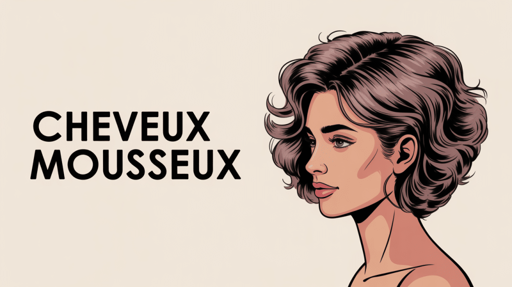 Cheveux mousseux que faire, illustration stylisée profil cheveux disciplinés