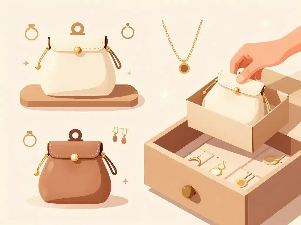 Différents usages pochette bijou illustration