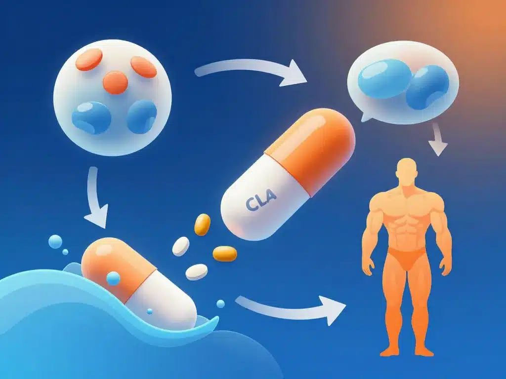 schéma CLA sèche action sur graisses et muscles