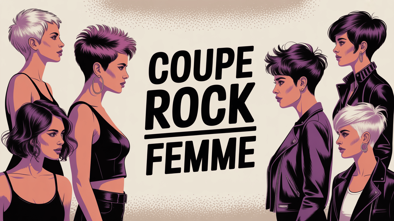 Illustration coupe rock femme styles coiffures modernes