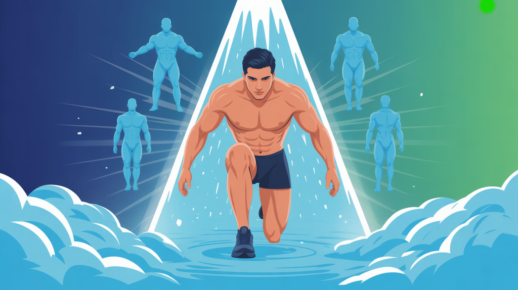 illustration cryothérapie musculation sportif récupération froide