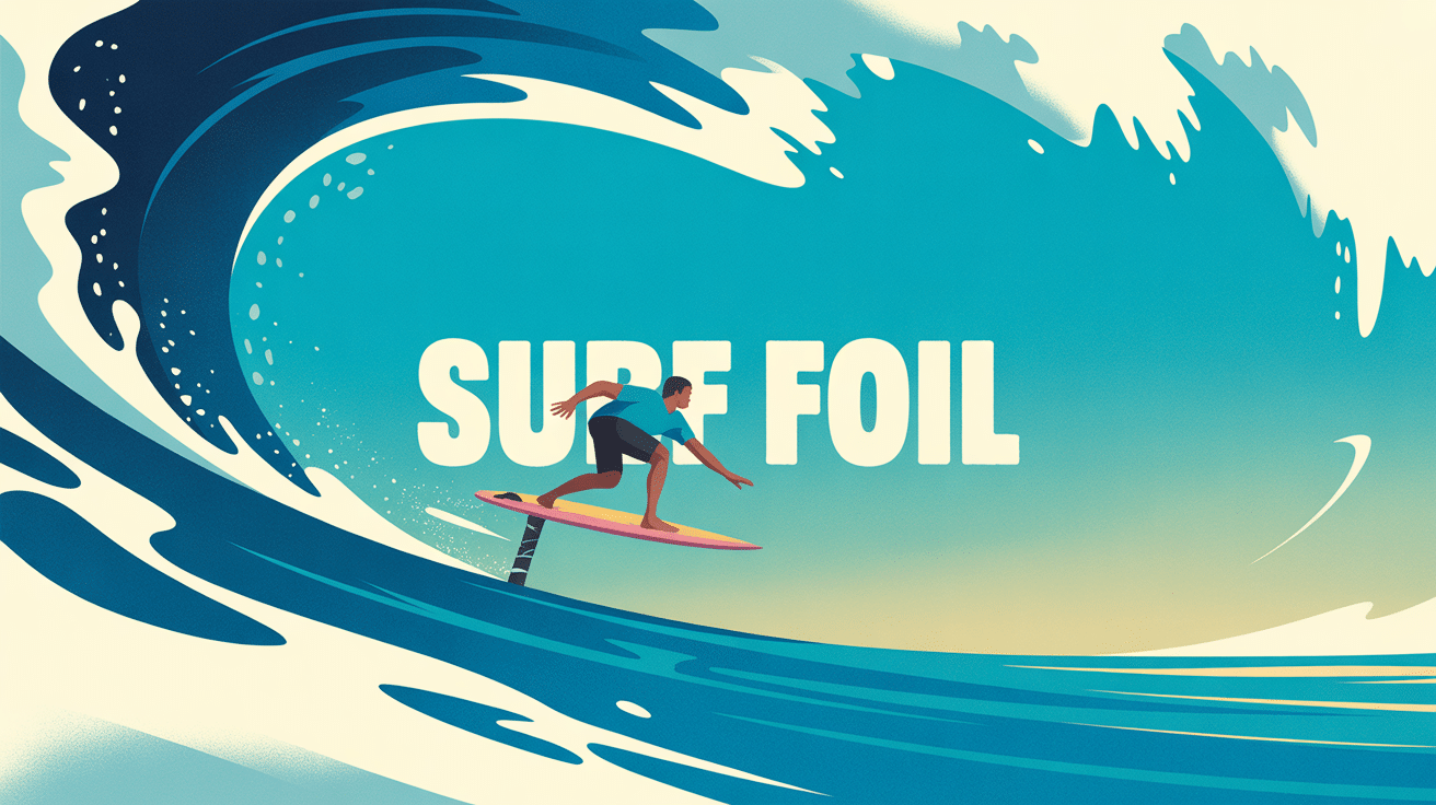 Illustration foil surfers surf foil au-dessus de l’eau