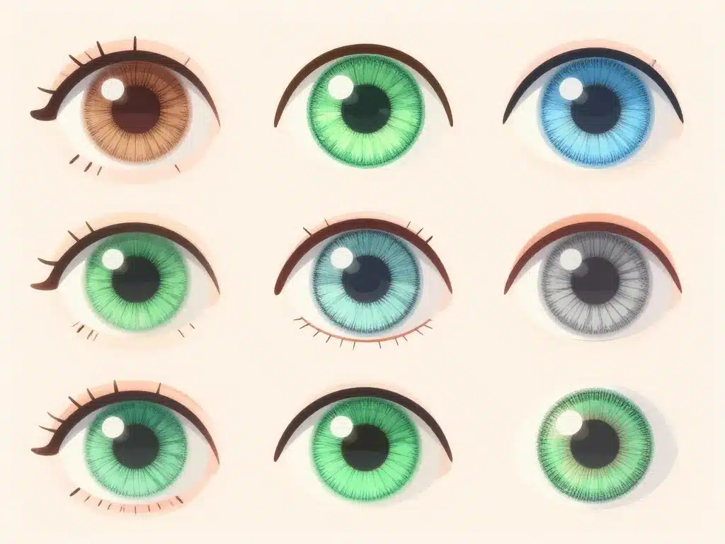 Lentille verte pour les yeux différentes teintes sur iris