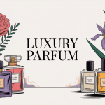 luxury parfum illustration flacons et dorures ambiance luxe