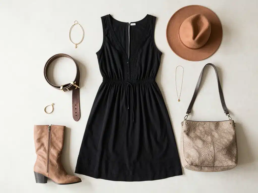 ma boheme robe noire assortie accessoires chic bohème