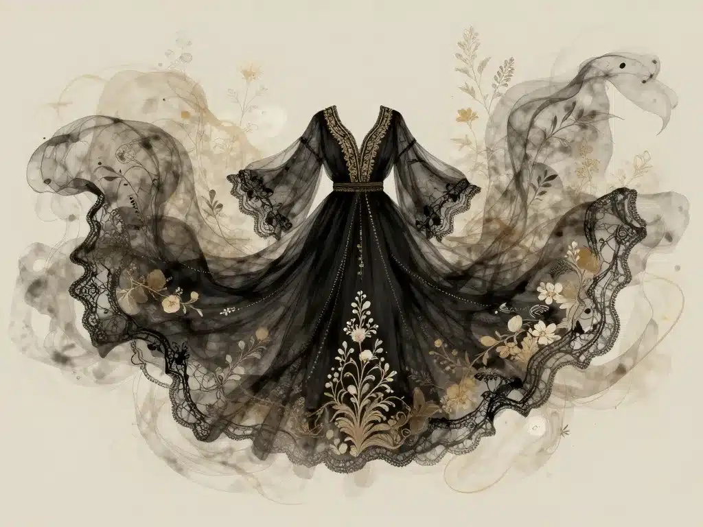 ma boheme robe noire avec dentelle texture bohème