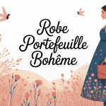 illustration stylisée femme ma boheme robe portefeuille chic