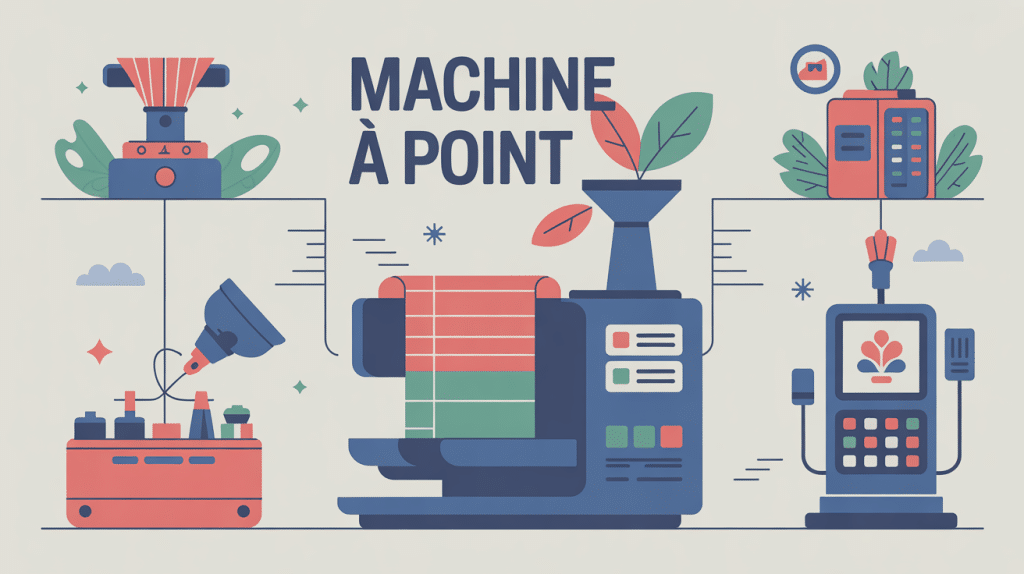 Illustration machine a point textile reliure fidelite