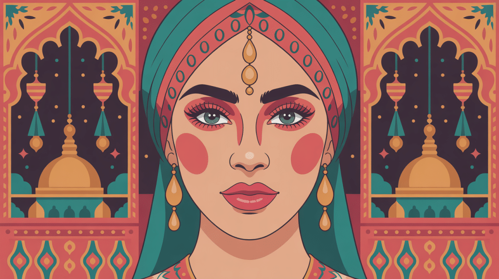 illustration maquillage marocain élégant et raffiné