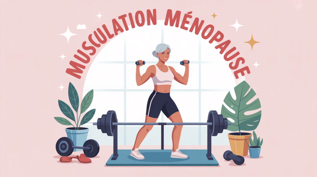 Femme mature musculation ménopause illustration positive