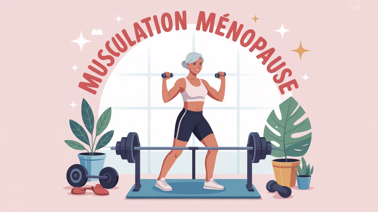 Femme mature musculation ménopause illustration positive