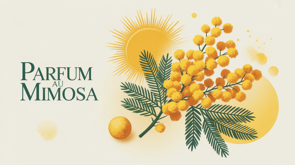 illustration parfum au mimosa branche soleil