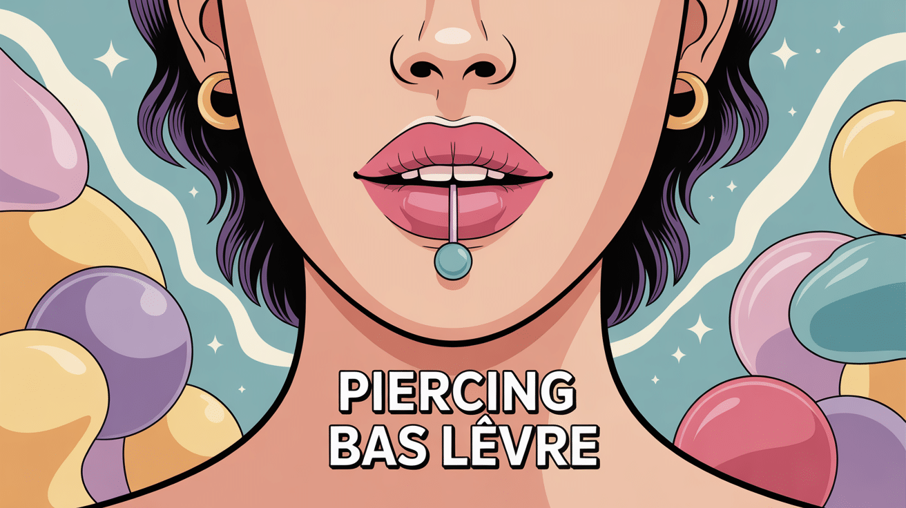 illustration moderne piercing bas levre