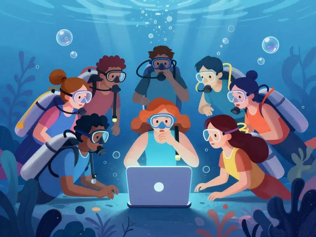 plongée forum groupe divers autour ordinateur