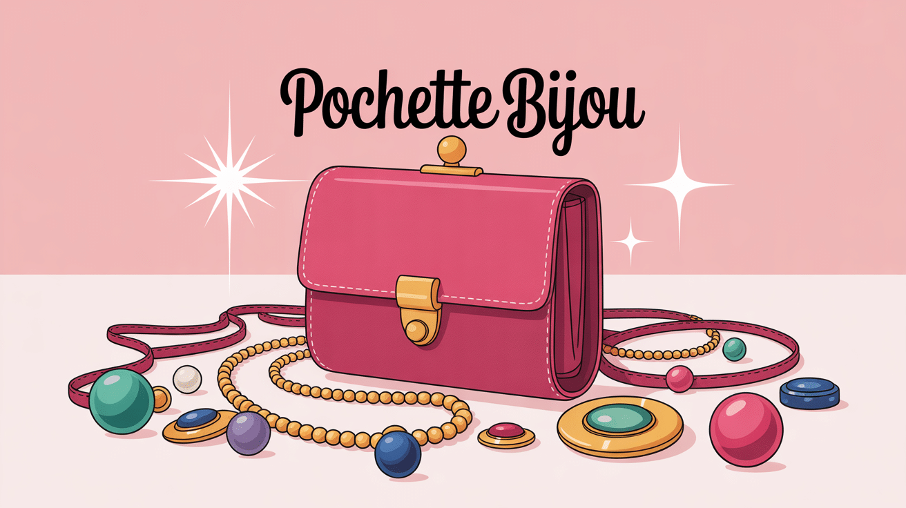 Illustration raffinée pochette bijou et bijoux