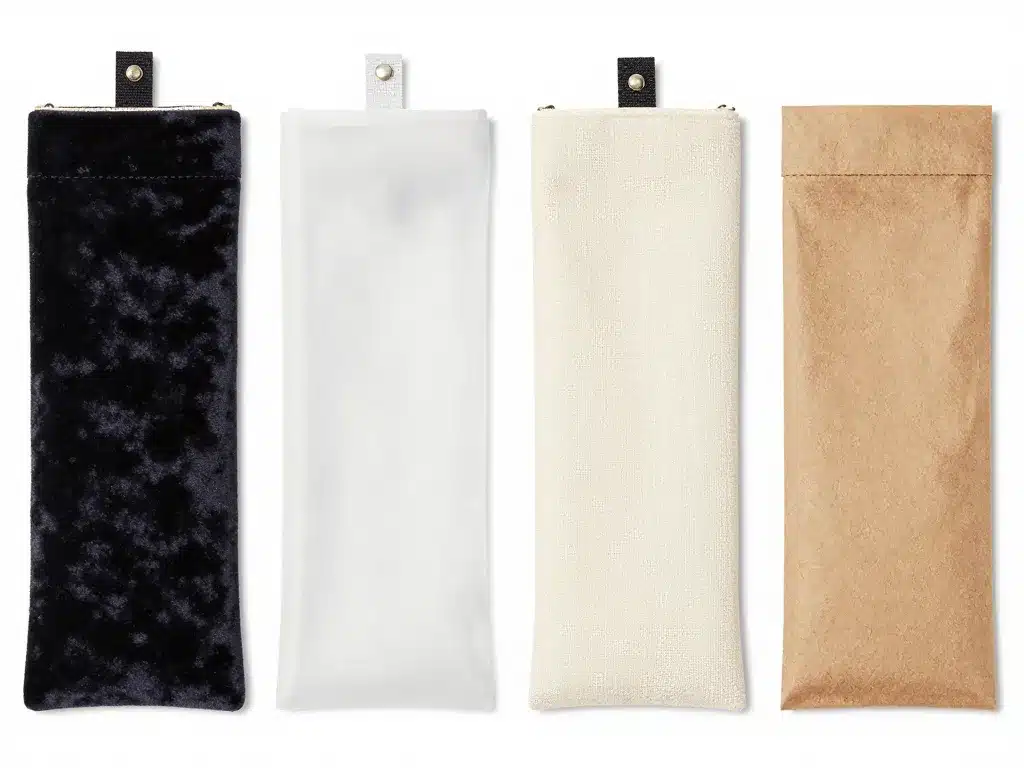 Comparatif matières pochette bijou visuel