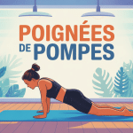 Illustration de poignées pompes sur tapis pour musculation à domicile