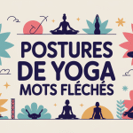 illustration postures de yoga mots fleches grille