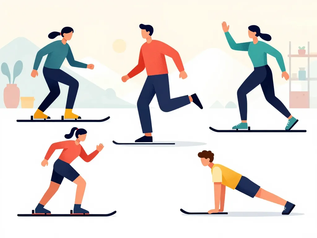 illustration exercices preparation physique pour le ski