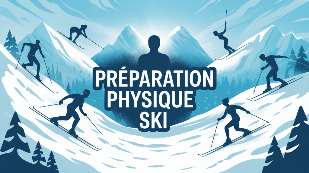 illustration preparation physique pour le ski sur fond de montagne