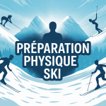 illustration preparation physique pour le ski sur fond de montagne