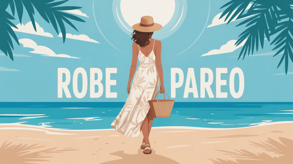 Femme portant une robe pareo chic sur plage d’été