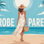 Femme portant une robe pareo chic sur plage d’été