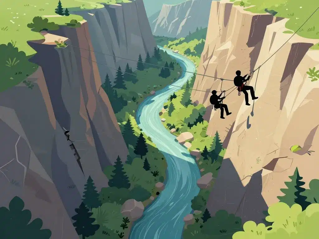 vue aérienne stylisée via ferrata de Liaucous