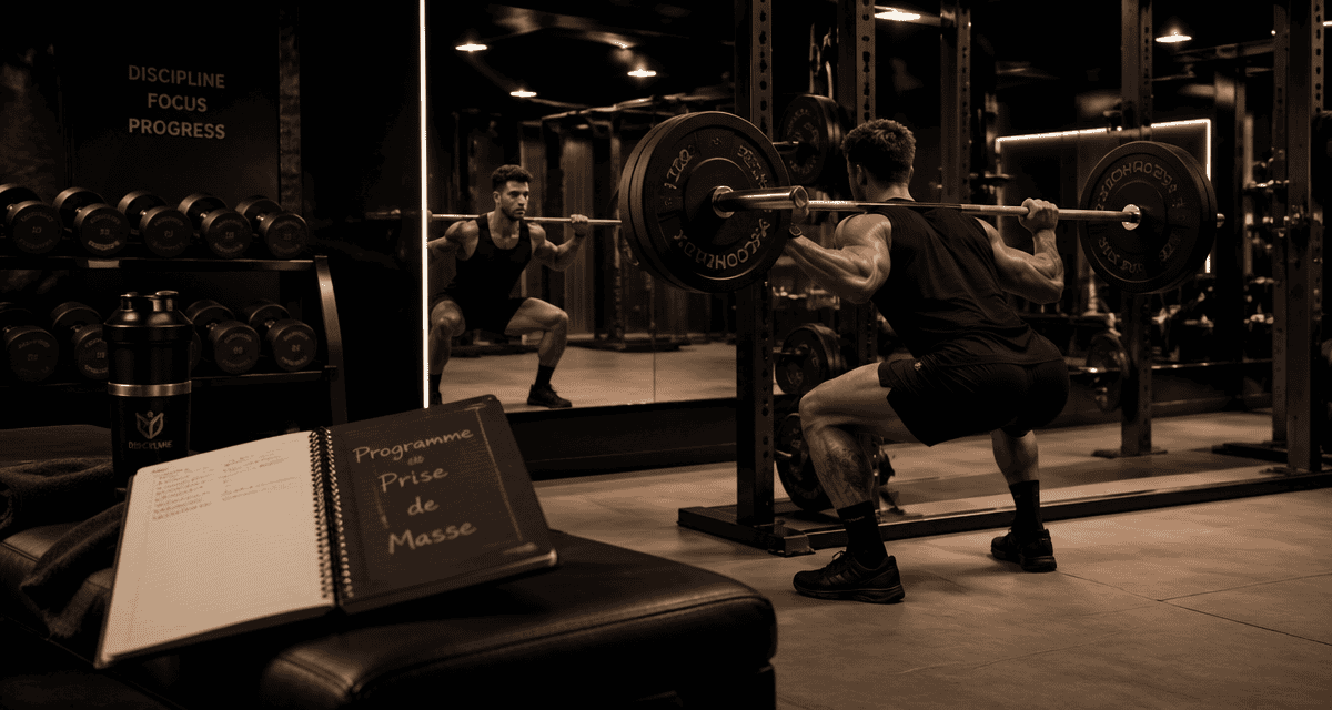 programme prise de masse debutant squat salle de sport
