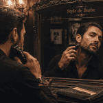 barbe style homme devant miroir ancien