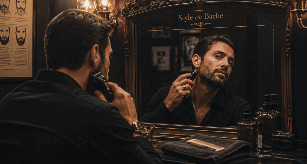 barbe style homme devant miroir ancien