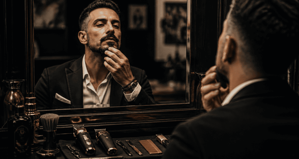 boucs barbe ajustement miroir homme élégant