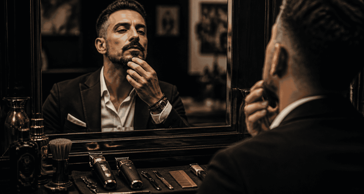 boucs barbe ajustement miroir homme élégant