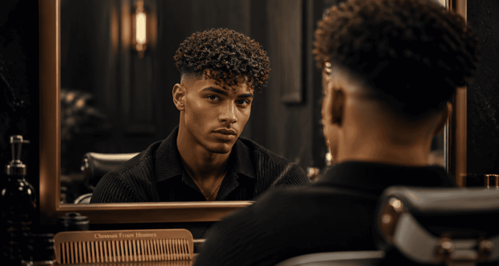 Coupe de cheveux pour homme frisé avec boucles définies