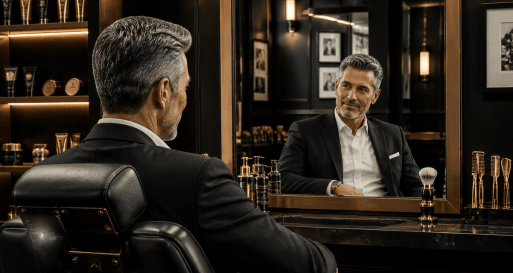 Coupe homme 50 ans taper poivre et sel élégante