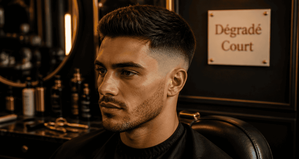 degrade court homme visage sculpté