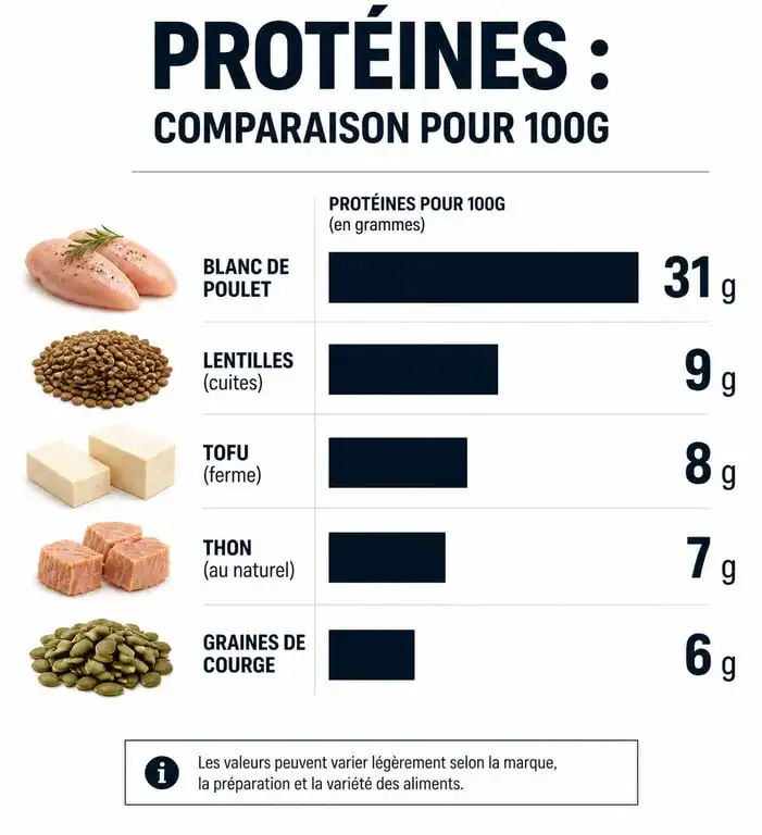 Infographie comparative des sources de protéines pour une alimentation équilibrée
