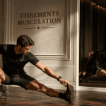 étirements musculation athlète homme salle de sport