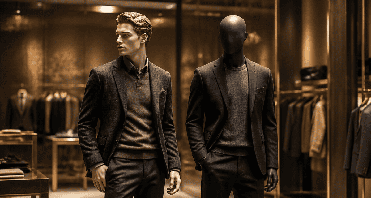 Deux mannequin homme côte à côte en boutique élégante