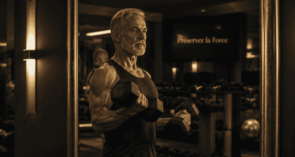 perte masse musculaire age homme haltères