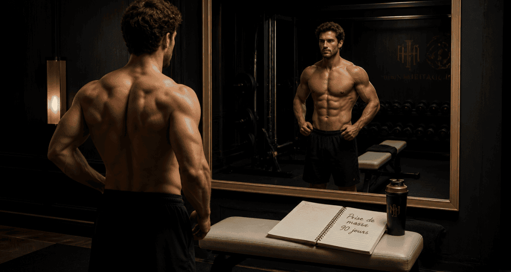 prise de masse 3 mois homme musclé miroir