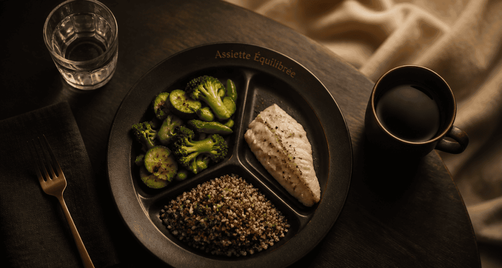 Que faut il manger pour perdre du poids assiette équilibrée poisson quinoa légumes